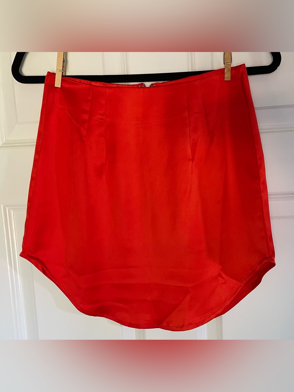 Orange Satin Mini Skirt
